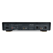 Arcam CD25 CD player rear panel showing balanced XLR outputs, RCA line outputs, coaxial and optical digital outputs