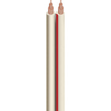 Two cables with beige insulation and red core on a white background
