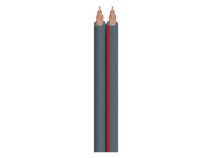 Two electrical cables with copper conductors and a red stripe on a white background