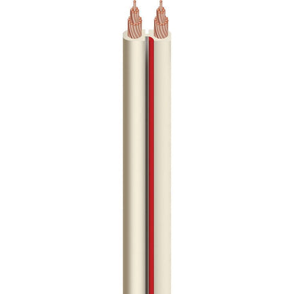 Two cables with beige insulation and red core on a white background