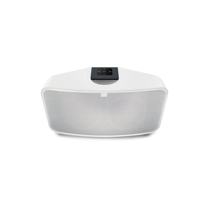 White electronic device with a black screen on a white background