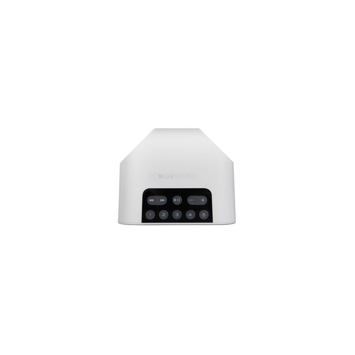 White electronic device with control panel on a white background