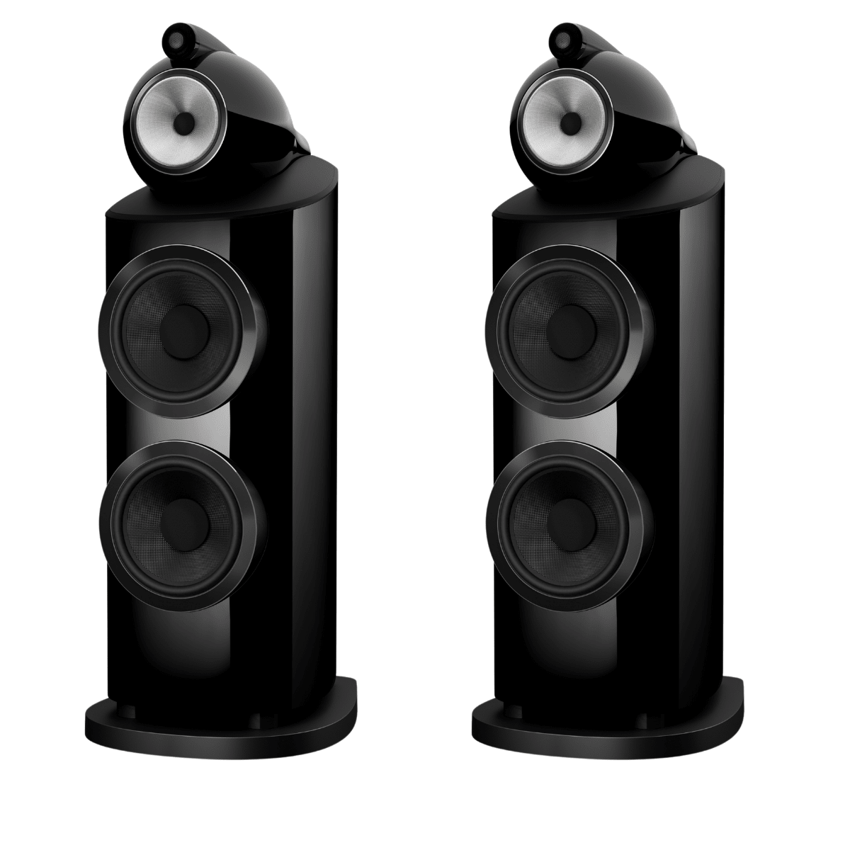 pair of black bowers wilkins 801 d5 speakers