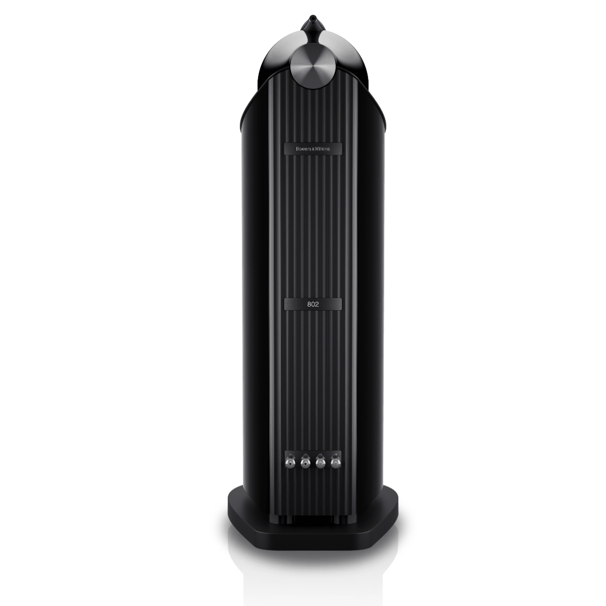 rear of black bowers wilkins 802 d5 speaker