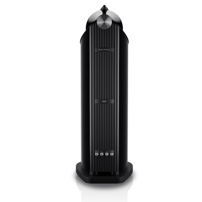 rear of black bowers wilkins 802 d5 speaker
