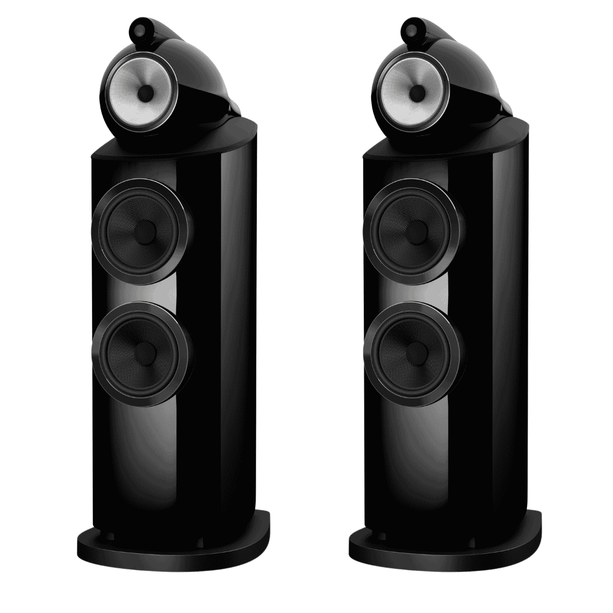pair of black bowers wilkins 802 d5 speakers
