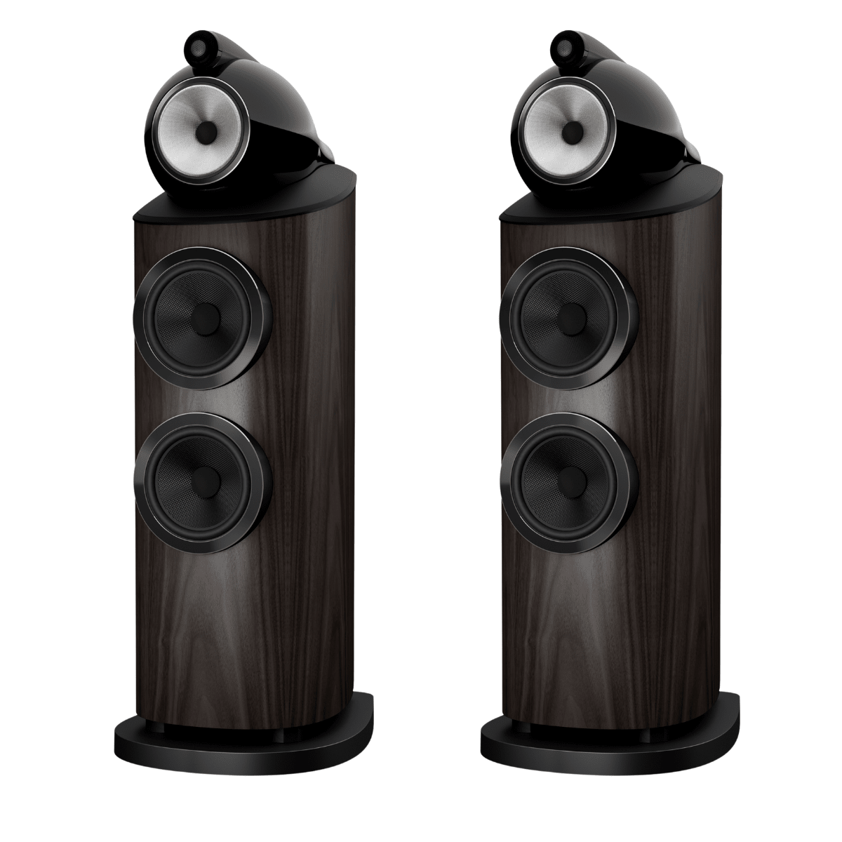 pair of dark walnut bowers wilkins 802 d5 speakers