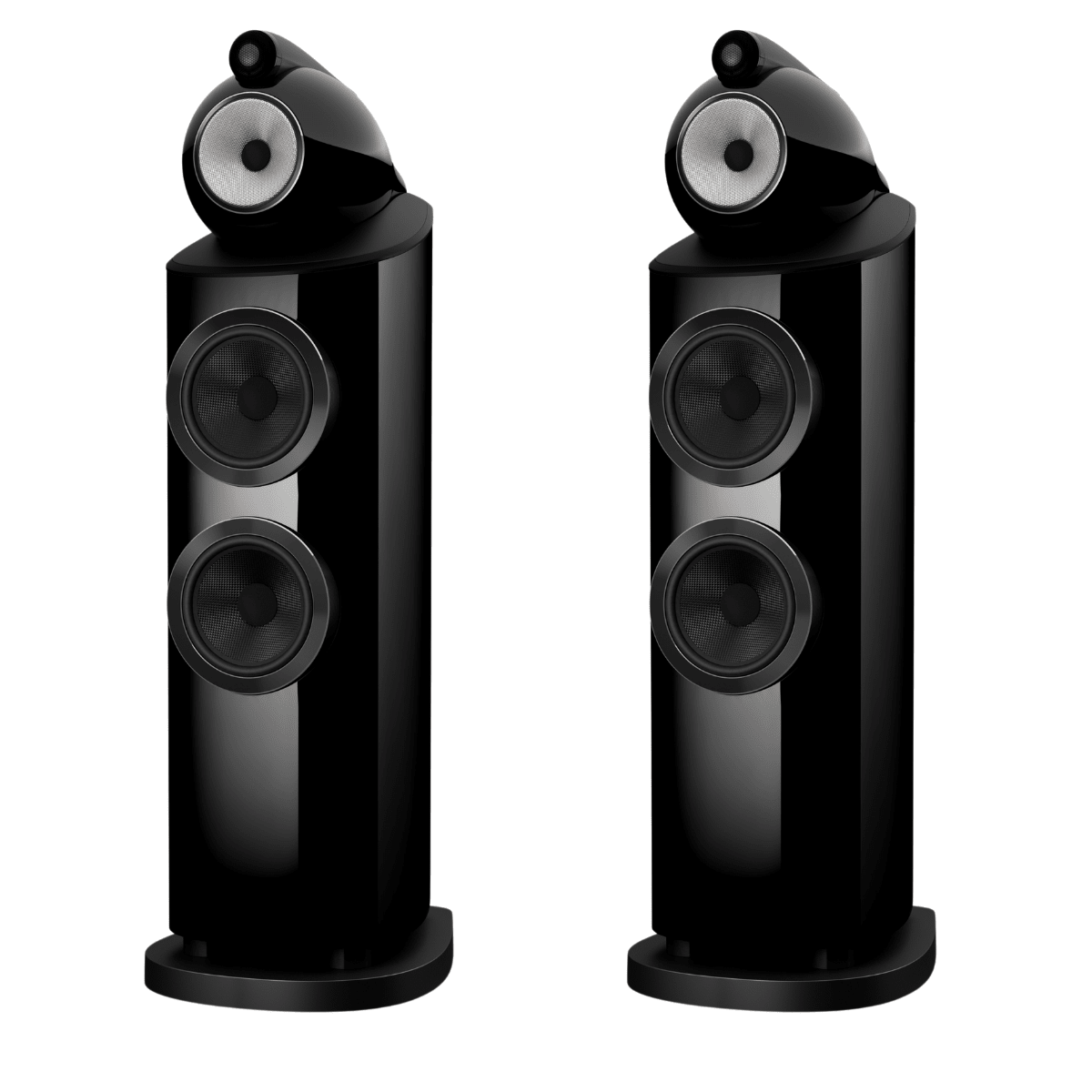 pair of black Bowers Wilkins 803 D5 speakers
