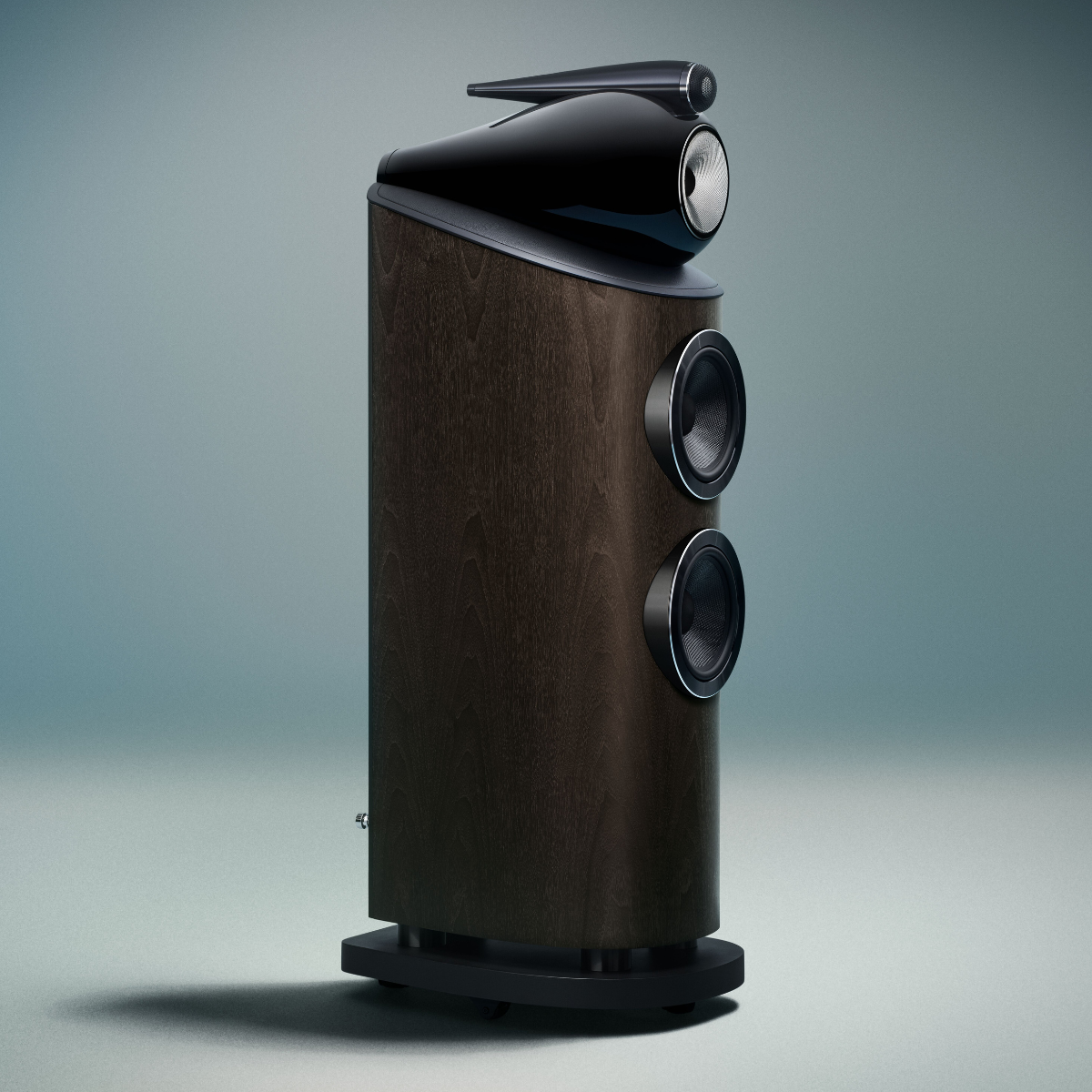 beauty shot of dark walnut Bowers Wilkins 803 D5 speaker