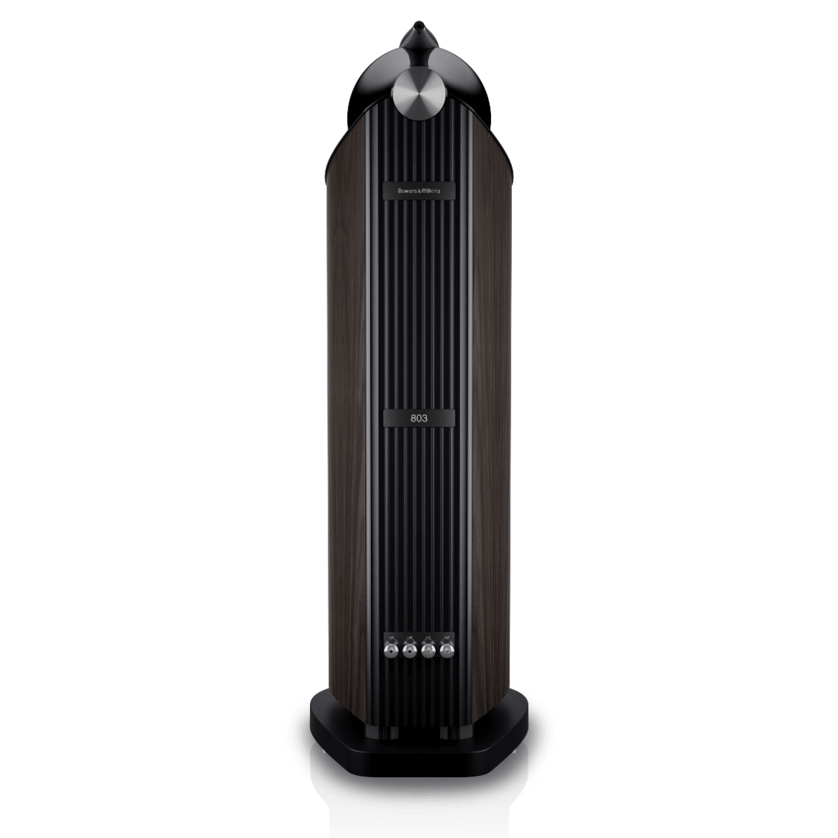 dark walnut Bowers Wilkins 803 D5 speaker with grille