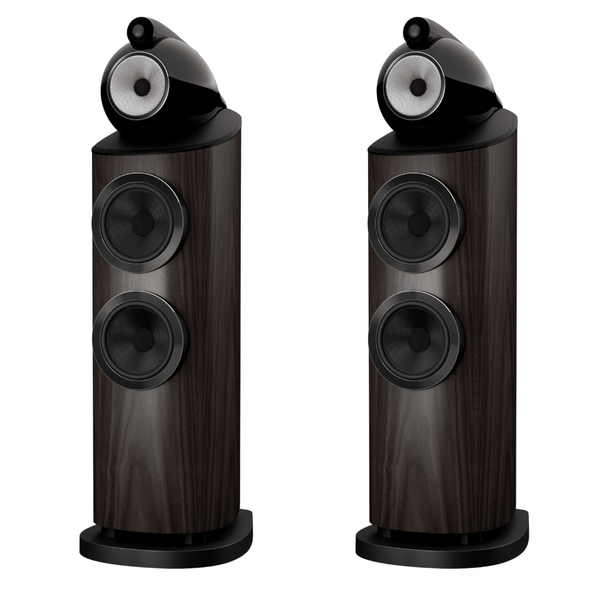pair of dark walnut Bowers Wilkins 803 D5 speakers