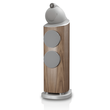 light walnut Bowers Wilkins 803 D5 speaker with grille
