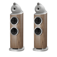 pair of light walnut Bowers Wilkins 803 D5 speakers