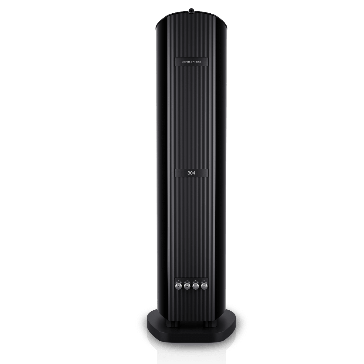 rear of black Bowers Wilkins 804 D5 speaker