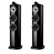 pair of black Bowers Wilkins 804 D5 speakers