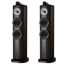 pair of dark walnut Bowers Wilkins 804 D5 speakers