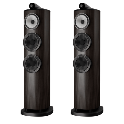 pair of dark walnut Bowers Wilkins 804 D5 speakers