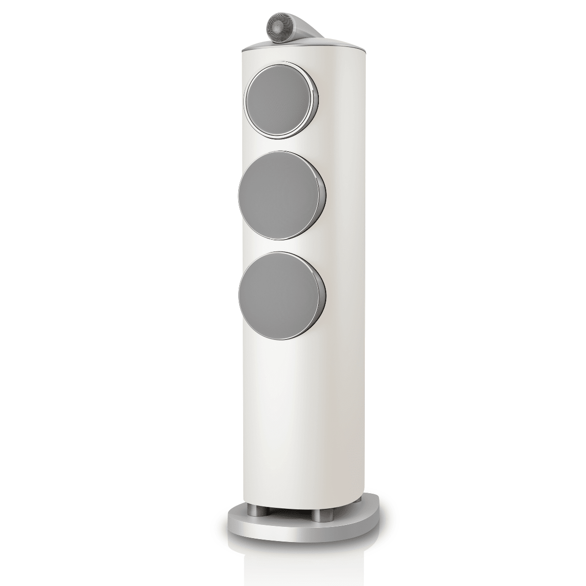 white Bowers Wilkins 804 D5 speaker with grille