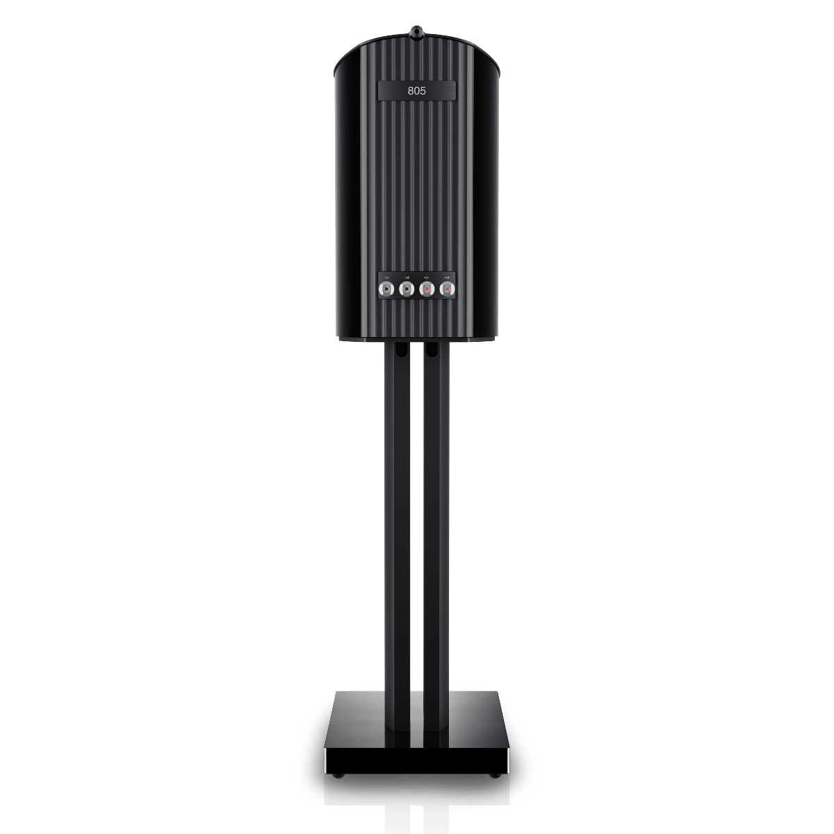 rear of black bowers wilkins 805 d5 speaker