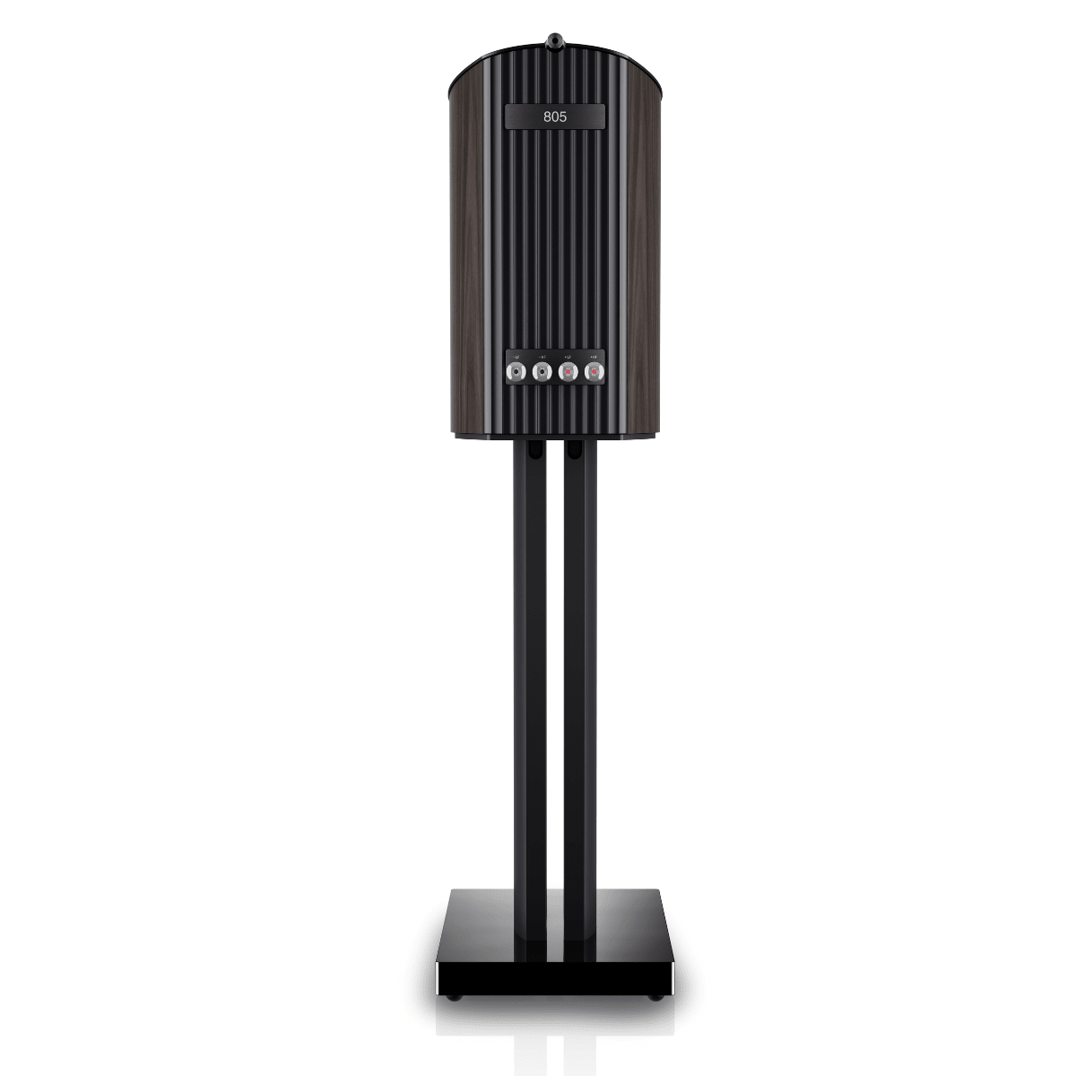 rear of dark walnut bowers wilkins 805 d5 speaker 