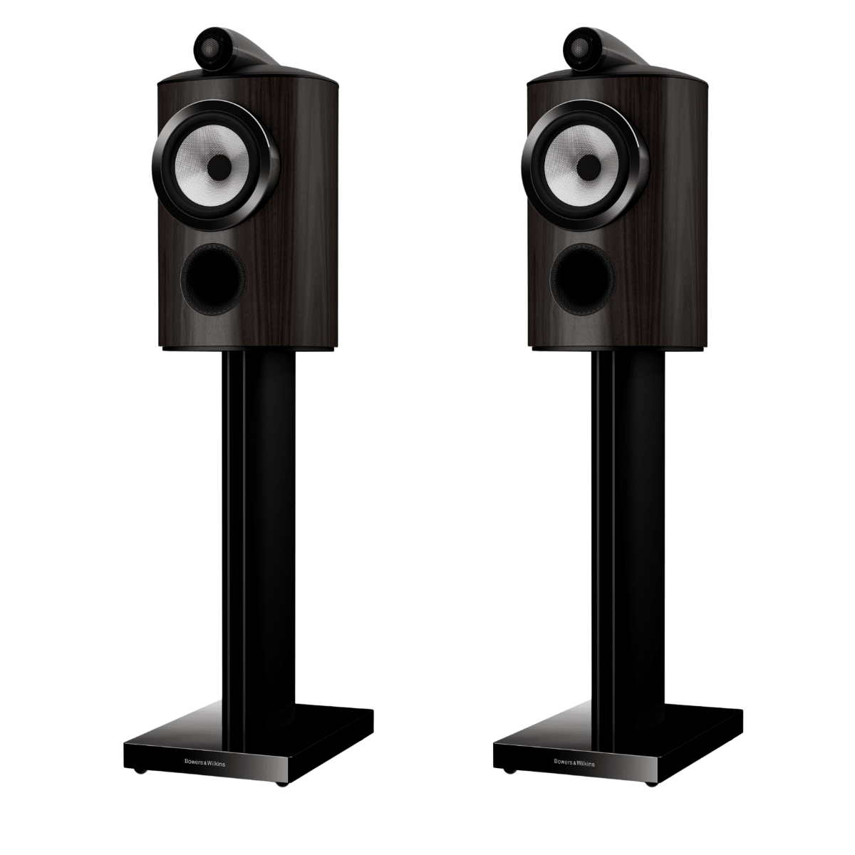pair of dark walnut bowers wilkins 805 d5 speakers