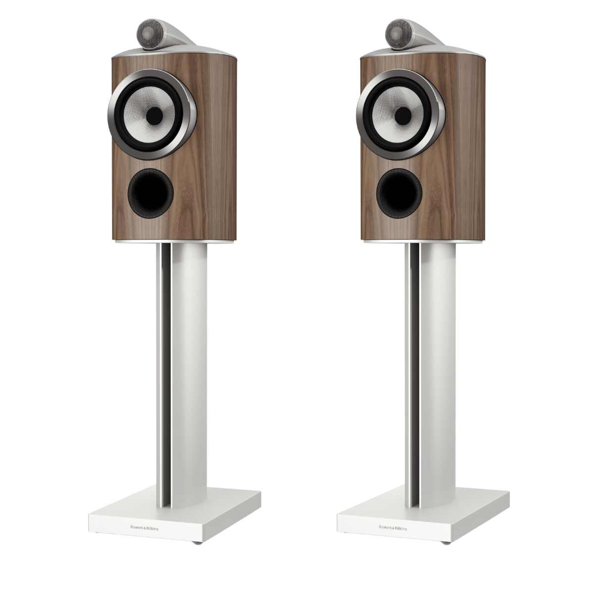 pair of light walnut bowers wilkins 805 d5 speakers