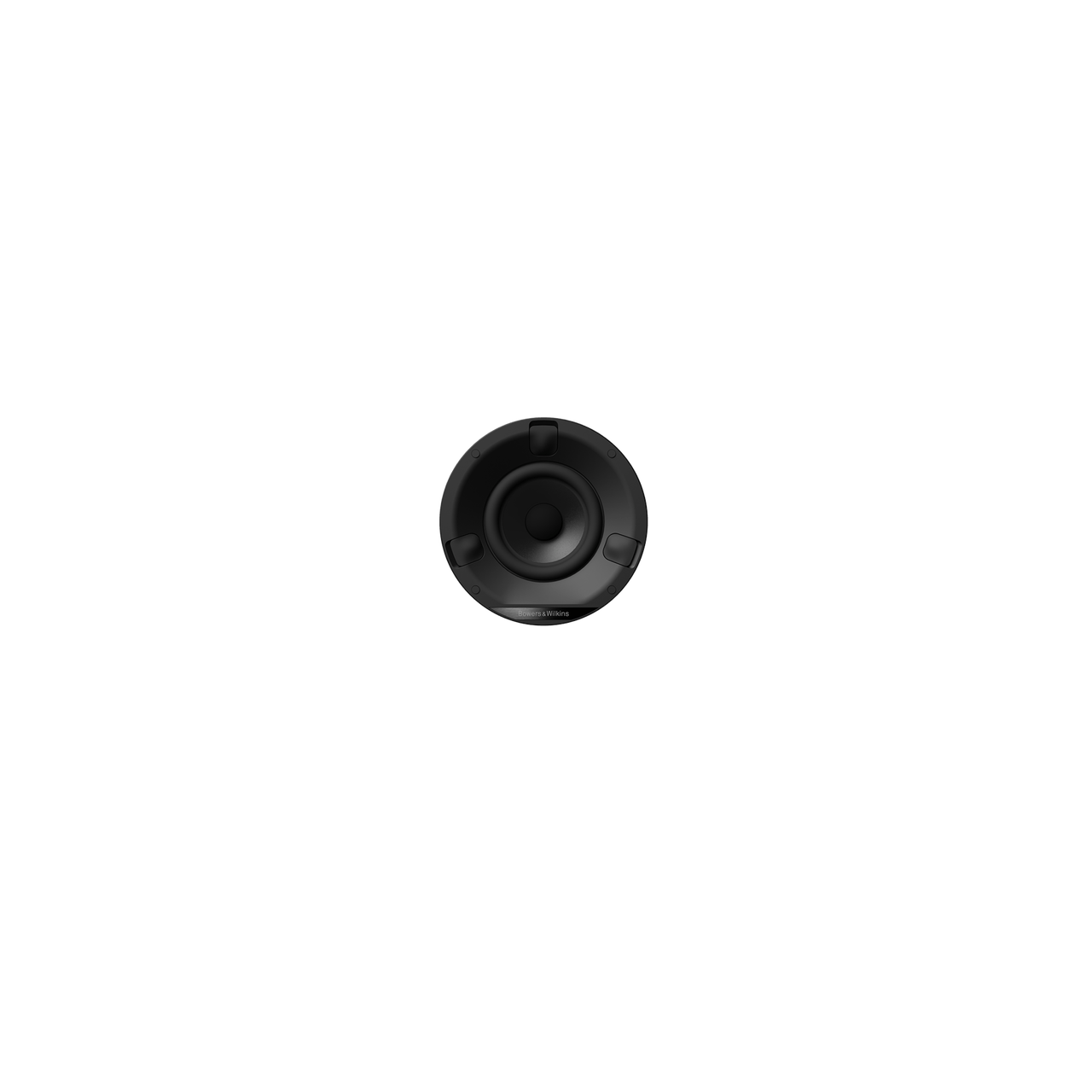 Black circular object on a white background