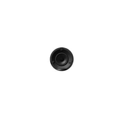 Black circular object on a white background