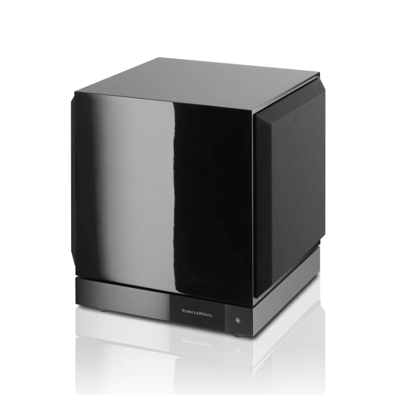 Black subwoofer on a white background