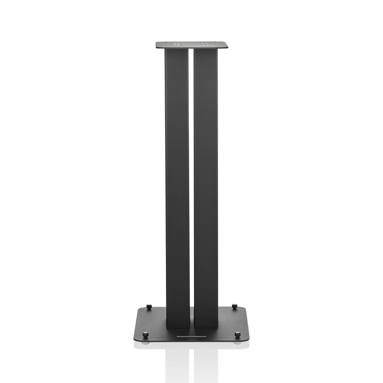 Black speaker stand on a white background