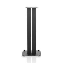 Black speaker stand on a white background