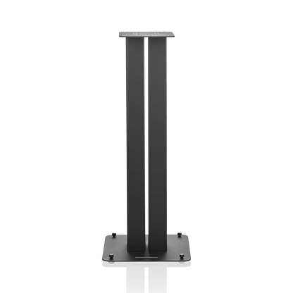 Black speaker stand on a white background