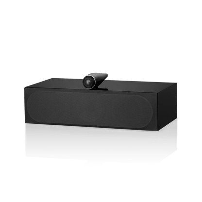 Black electronic device with a camera on a white background