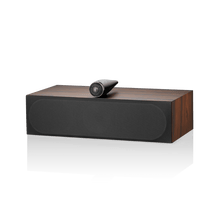 Wooden audio speaker on a white background