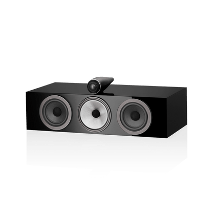 Center channel speaker with three drivers on a white background