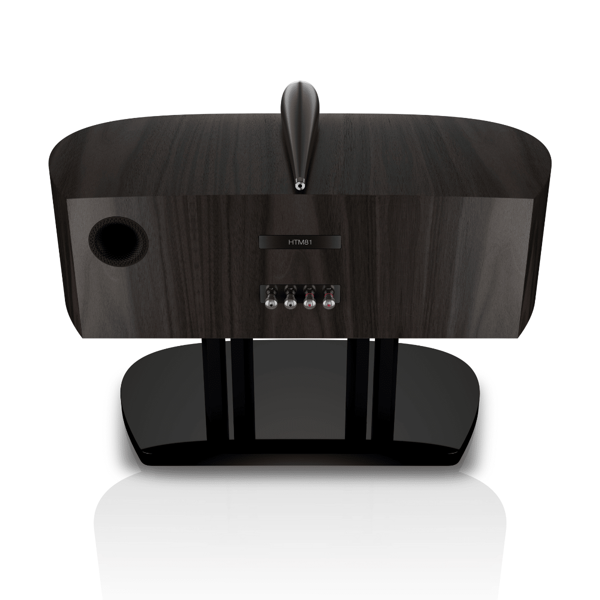 rear of dark walnut bowers wilkins htm81 d5 center speaker
