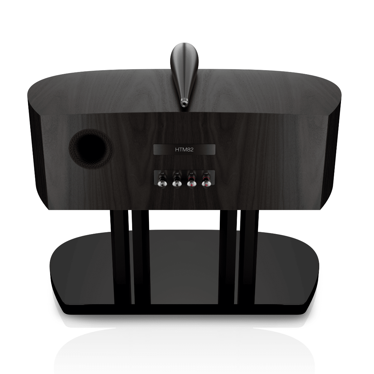 rear of dark walnut bowers wilkins htm82 d5 center speaker