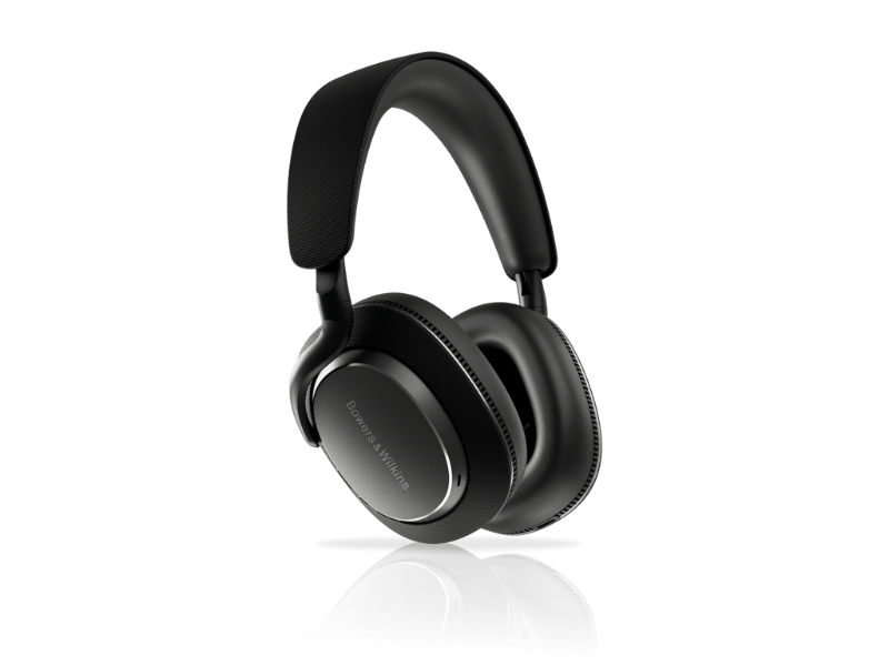 Black headphones on a white background