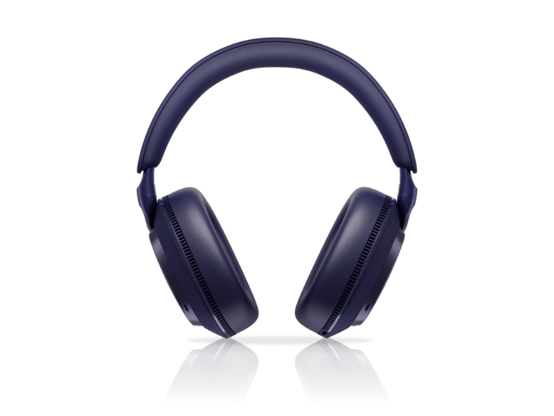 Navy blue headphones on a white background