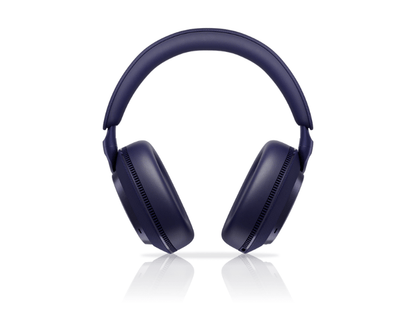 Navy blue headphones on a white background