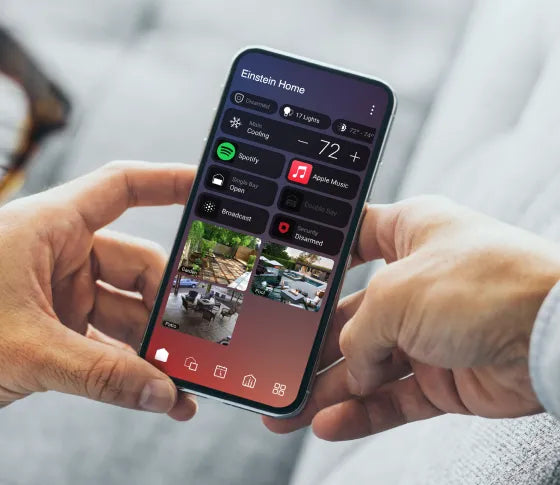 dashboard of control4 app on a phone display