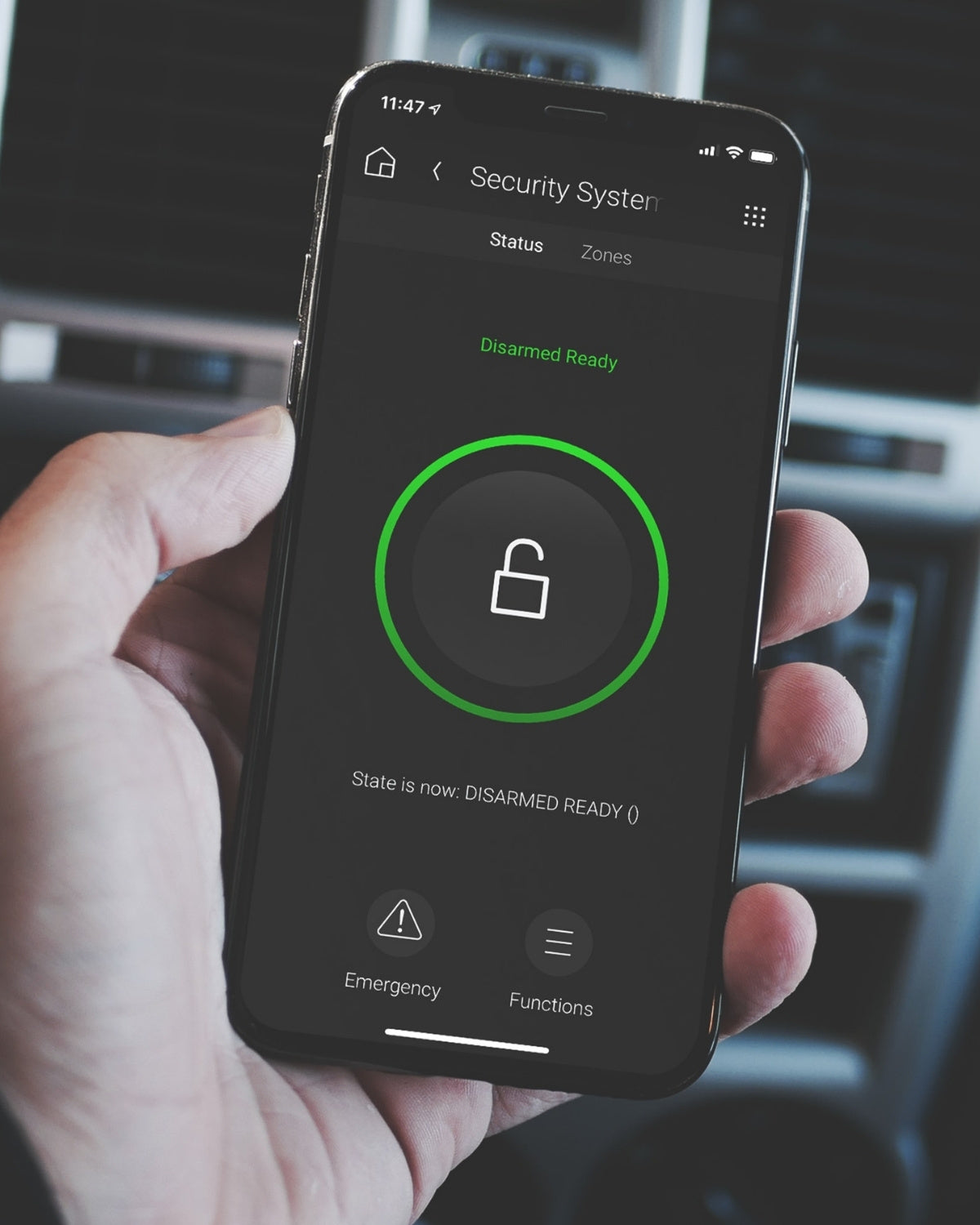 control4 security lock on a phone screen