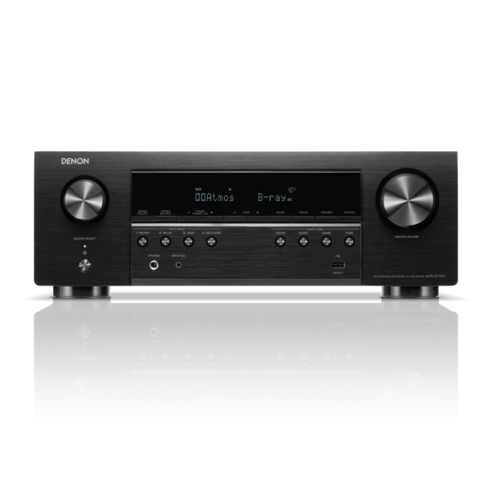 Black Denon Receiver front view 