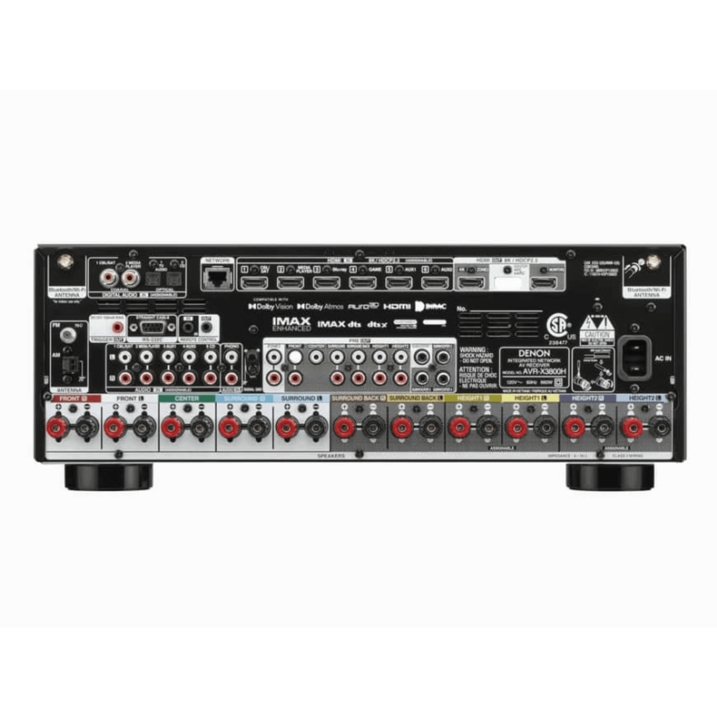 Denon AVR-X3800H Receiver in Black back view