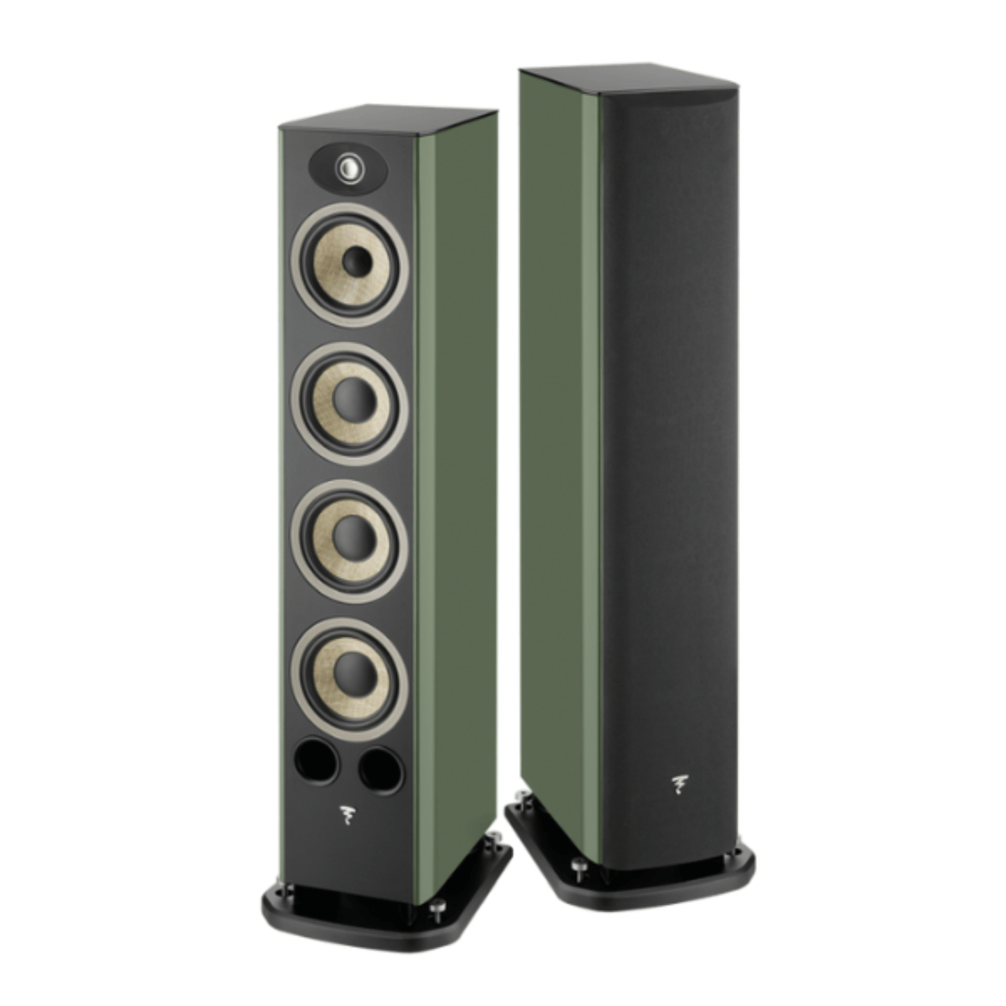 a Pair of Focal Aria Evo X N3 Floorstanding Loudspeakers in green color