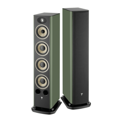 a Pair of Focal Aria Evo X N3 Floorstanding Loudspeakers in green color