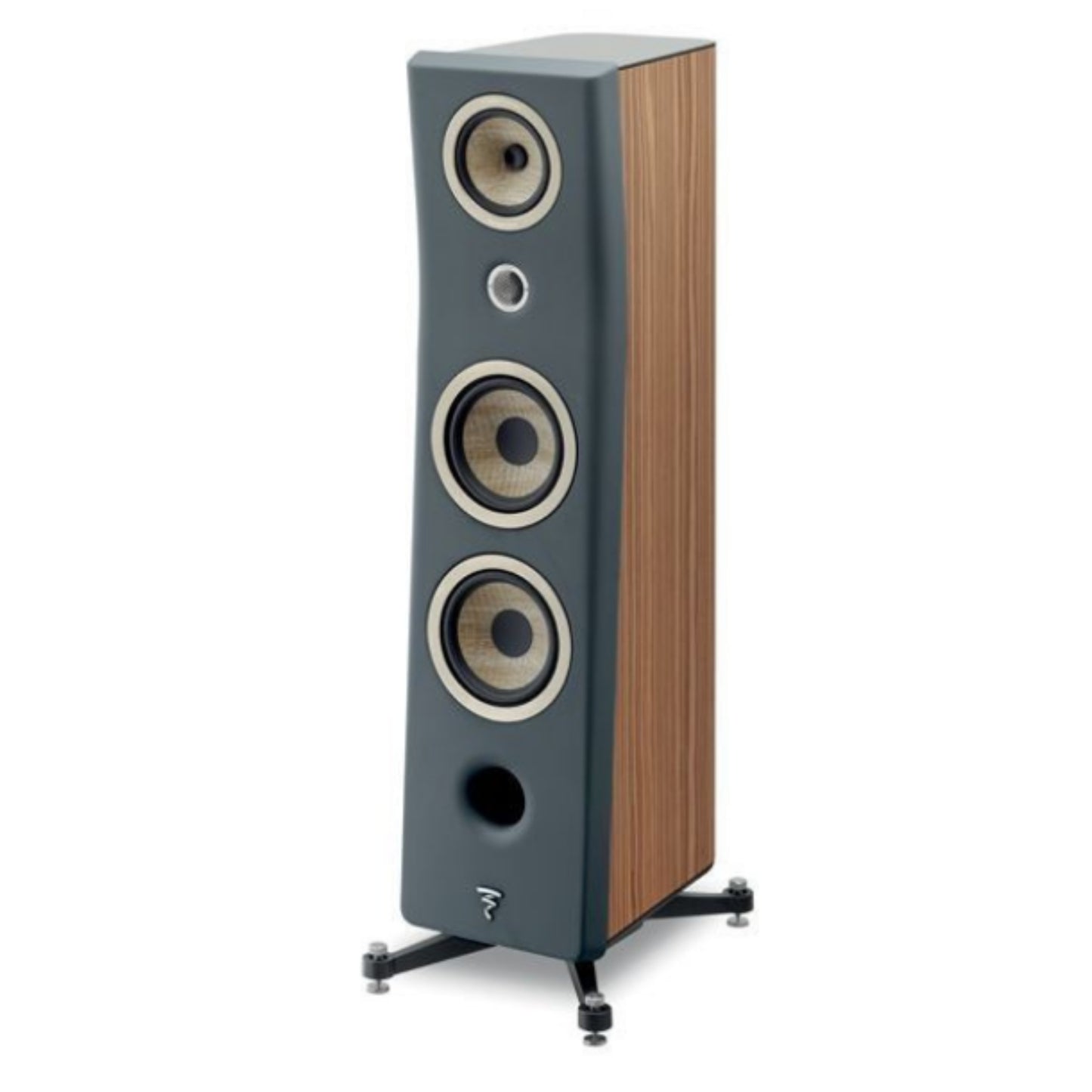 focal kanta 3 tower speaker in grey and walnut