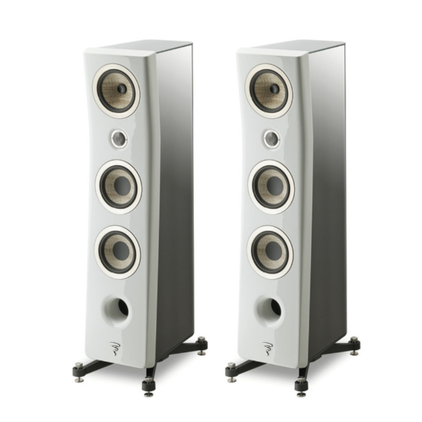 focal kanta 3 tower speakers in white in a pair