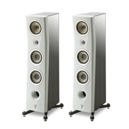 focal kanta 3 tower speakers in white in a pair