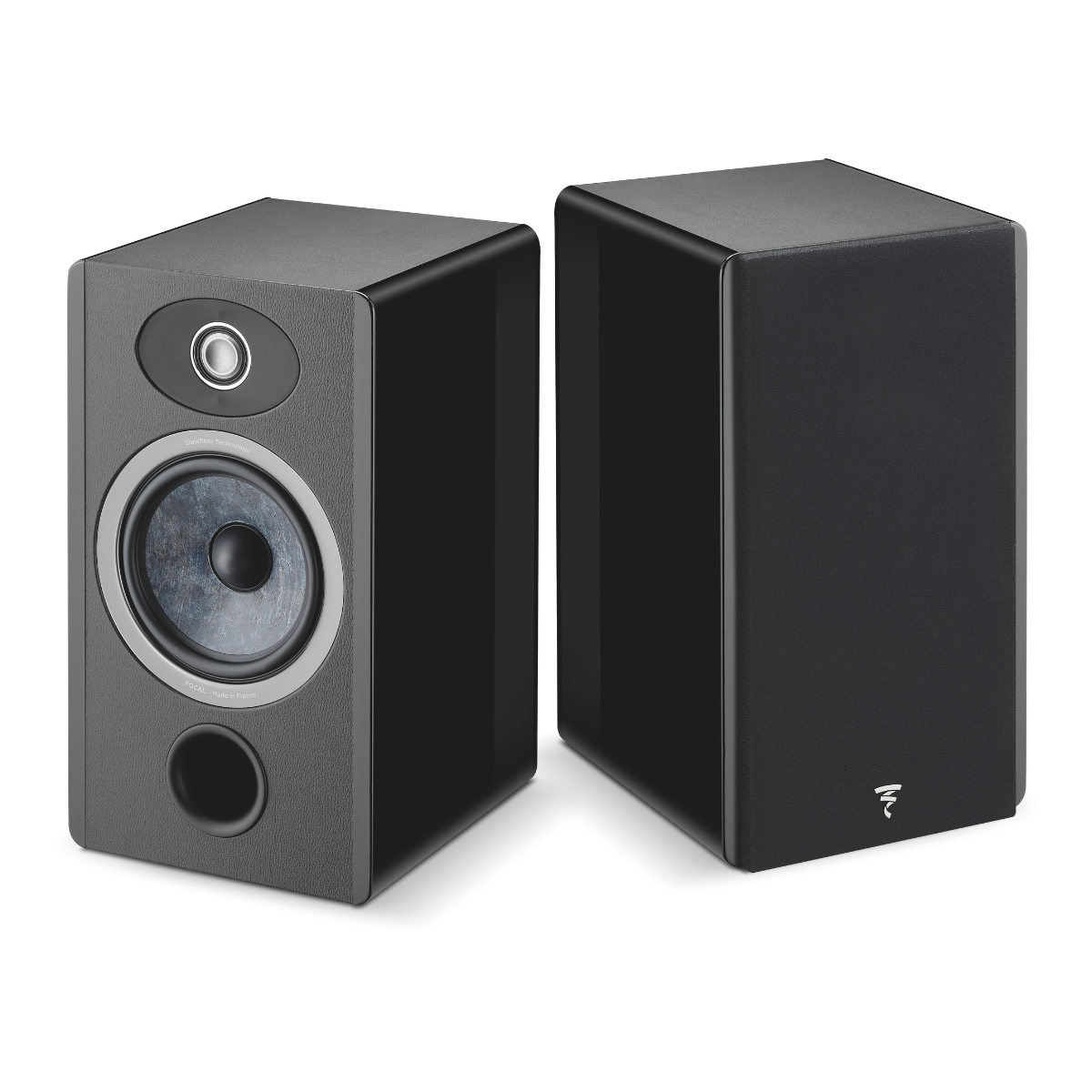 pair of focal omada n1 speakers in black color 
